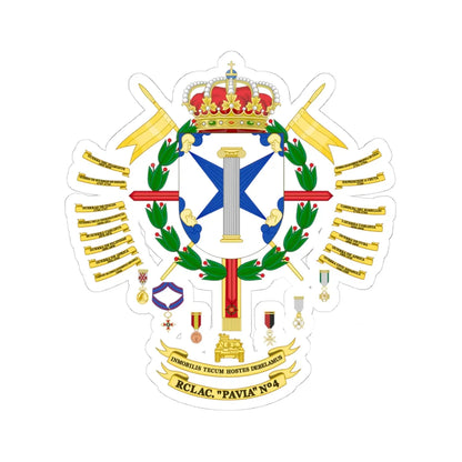 Coat of Arms of the 4th Armored Cavalry Regiment Pavia (Spain) (Coat of Arms) STICKER Vinyl Kiss-Cut Decal 4 Inch White - The Sticker Space