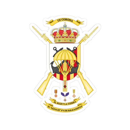 Coat of Arms of the 4th Parachute Infantry Regiment Napoles (Spain) (Coat of Arms) STICKER Vinyl Kiss-Cut Decal 3 Inch White - The Sticker Space