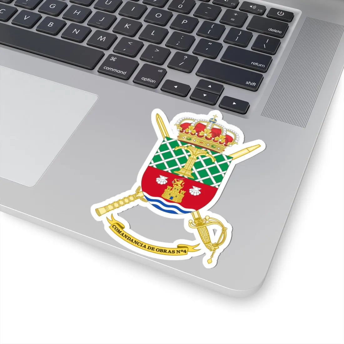Coat of Arms of the 4th Spanish Army Construction Command (Spain) (Coat of Arms) STICKER Vinyl Kiss-Cut Decal - The Sticker Space