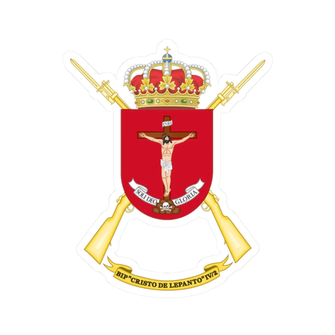 Coat of Arms of the 4th Spanish Legion Flag Cristo de Lepanto (Spain) (Coat of Arms) STICKER Vinyl Kiss-Cut Decal 2 Inch White - The Sticker Space