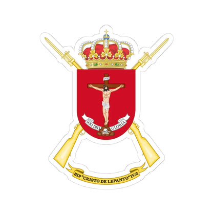 Coat of Arms of the 4th Spanish Legion Flag Cristo de Lepanto (Spain) (Coat of Arms) STICKER Vinyl Kiss-Cut Decal 4 Inch White - The Sticker Space