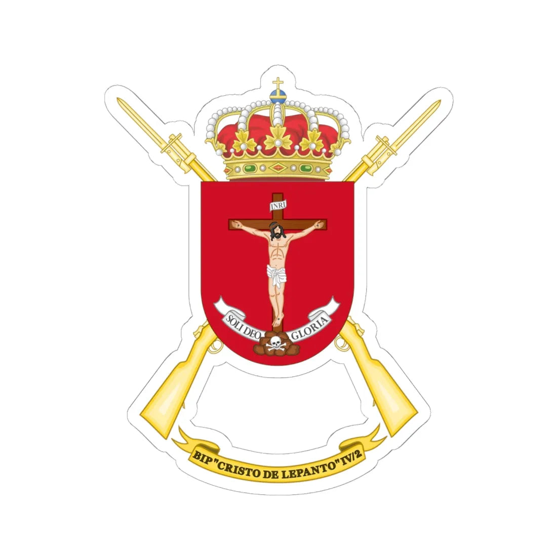 Coat of Arms of the 4th Spanish Legion Flag Cristo de Lepanto (Spain) (Coat of Arms) STICKER Vinyl Kiss-Cut Decal 6 Inch White - The Sticker Space