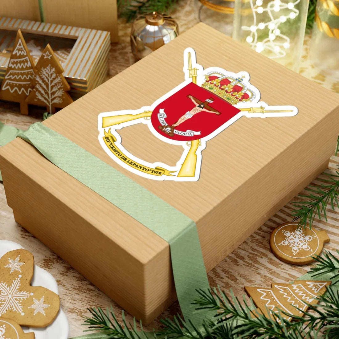 Coat of Arms of the 4th Spanish Legion Flag Cristo de Lepanto (Spain) (Coat of Arms) STICKER Vinyl Kiss-Cut Decal - The Sticker Space