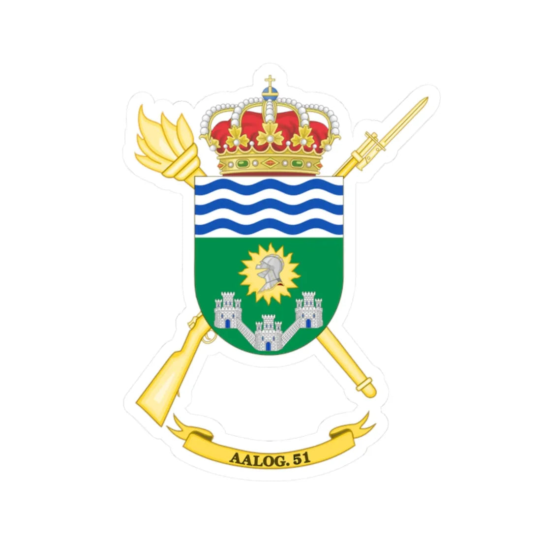 Coat of Arms of the 51st Logistics Support Group (Spain) (Coat of Arms) STICKER Vinyl Kiss-Cut Decal 2 Inch White - The Sticker Space
