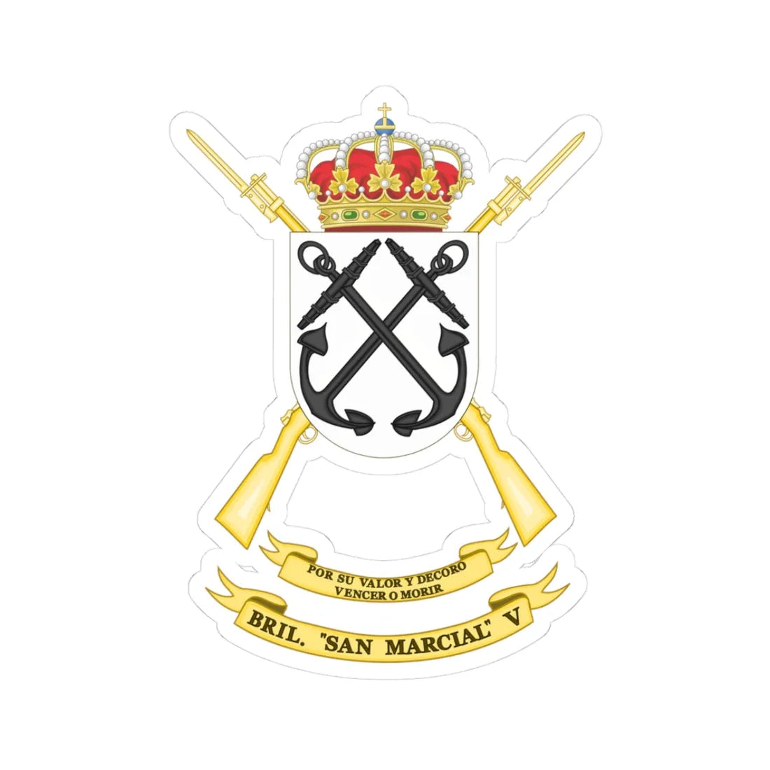 Coat of Arms of the 5th Light Infantry Brigade San Marcial (Spain) (Coat of Arms) STICKER Vinyl Kiss-Cut Decal 3 Inch White - The Sticker Space