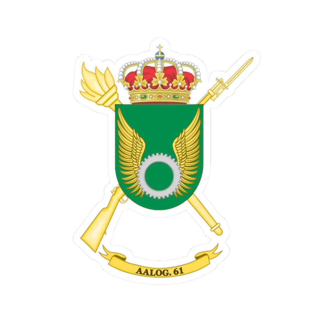 Coat of Arms of the 61st Logistics Support Group (Spain) (Coat of Arms) STICKER Vinyl Kiss-Cut Decal 2 Inch White - The Sticker Space