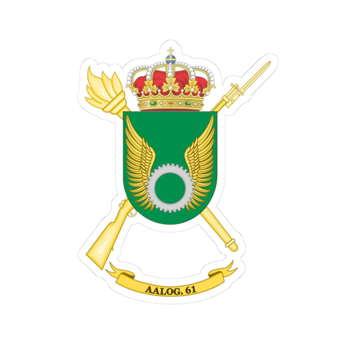 Coat of Arms of the 61st Logistics Support Group (Spain) (Coat of Arms) STICKER Vinyl Kiss-Cut Decal 3 Inch White - The Sticker Space