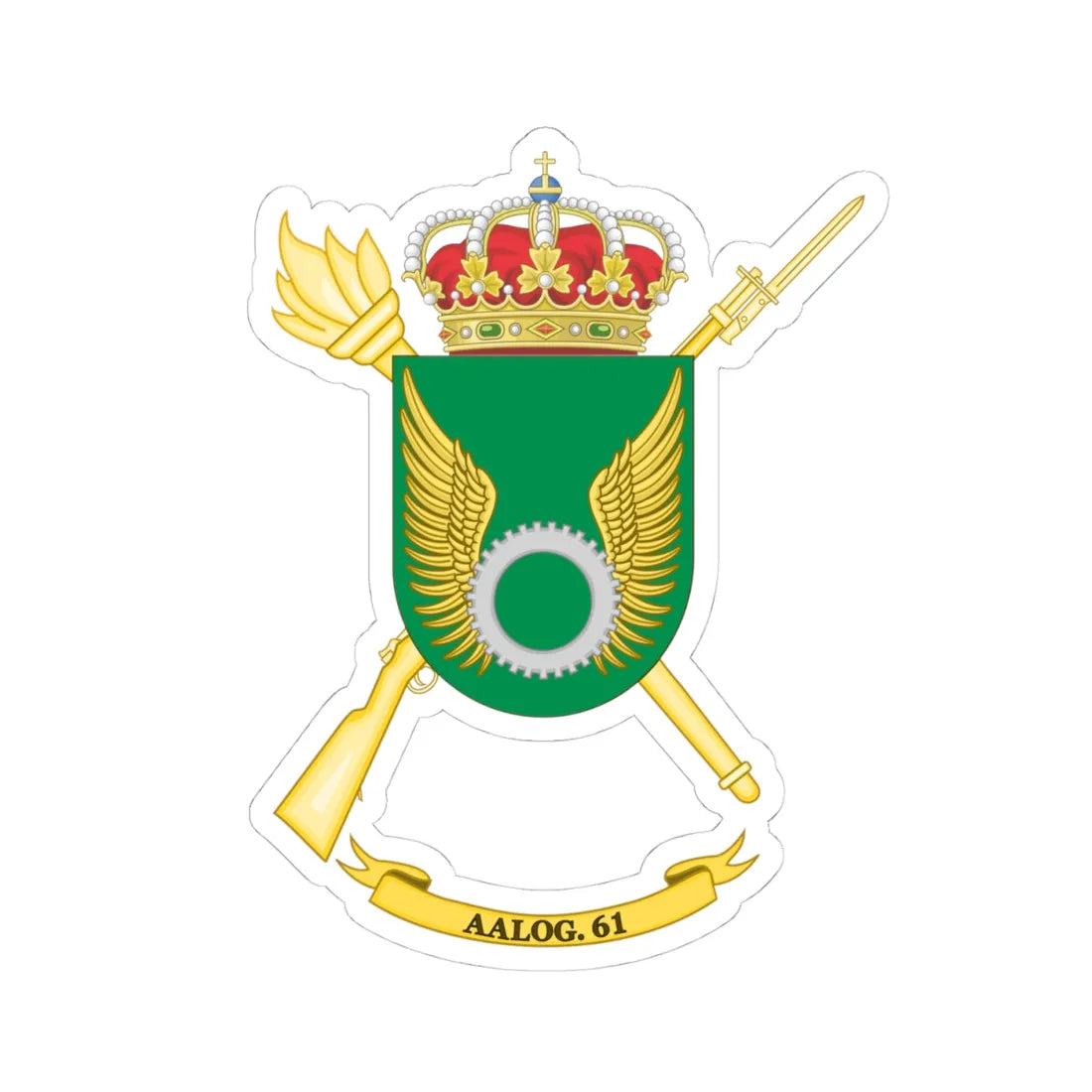 Coat of Arms of the 61st Logistics Support Group (Spain) (Coat of Arms) STICKER Vinyl Kiss-Cut Decal 4 Inch White - The Sticker Space