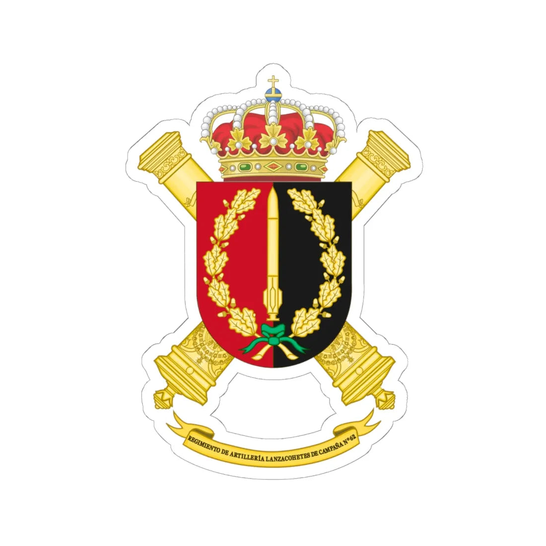 Coat of Arms of the 62nd Rocket Artillery Regiment (Spain) (Coat of Arms) STICKER Vinyl Kiss-Cut Decal 6 Inch White - The Sticker Space