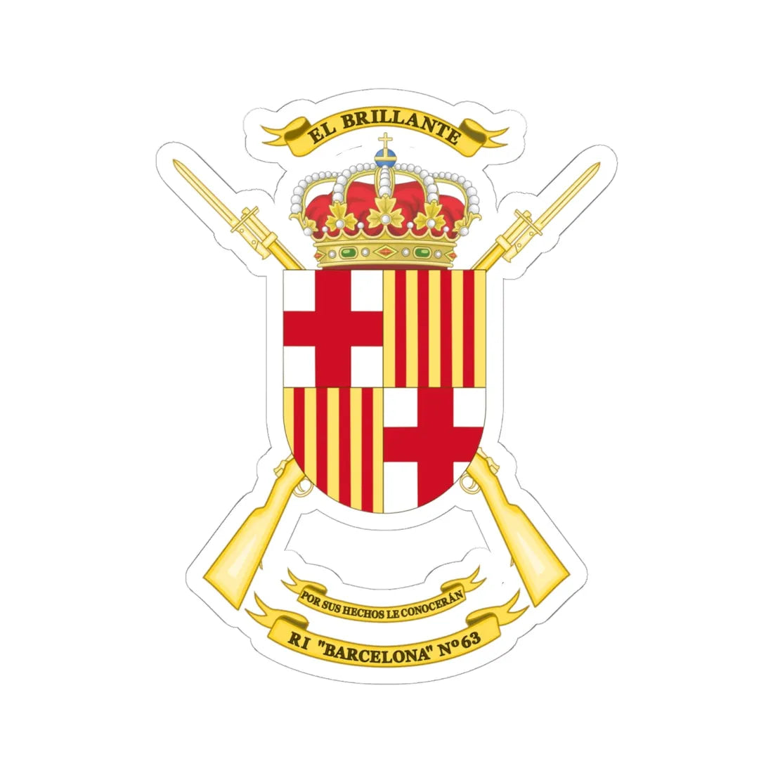 Coat of Arms of the 63rd Infantry Regiment Barcelona (Spain) (Coat of Arms) STICKER Vinyl Kiss-Cut Decal 6 Inch White - The Sticker Space