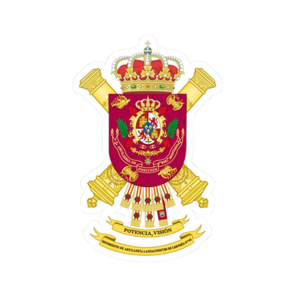 Coat of Arms of the 63rd Rocket Artillery Regiment (Spain) (Coat of Arms) STICKER Vinyl Kiss-Cut Decal 2 Inch White - The Sticker Space