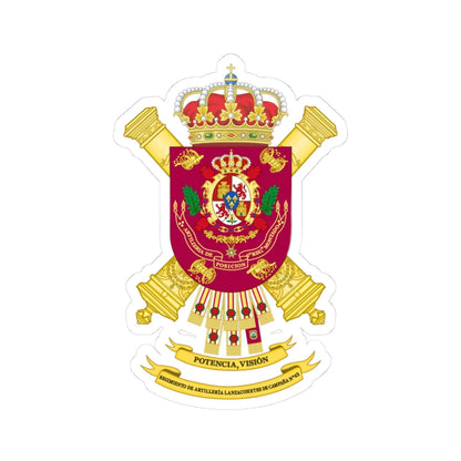 Coat of Arms of the 63rd Rocket Artillery Regiment (Spain) (Coat of Arms) STICKER Vinyl Kiss-Cut Decal 3 Inch White - The Sticker Space
