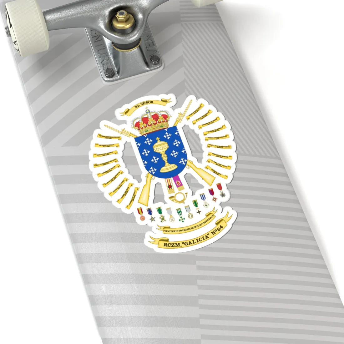 Coat of Arms of the 64th Regiment of Mountain Hunters Galicia (Spain) (Coat of Arms) STICKER Vinyl Kiss-Cut Decal - The Sticker Space