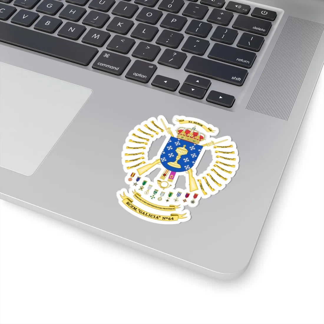 Coat of Arms of the 64th Regiment of Mountain Hunters Galicia (Spain) (Coat of Arms) STICKER Vinyl Kiss-Cut Decal - The Sticker Space