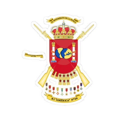 Coat of Arms of the 66th Infantry Regiment America (Spain) (Coat of Arms) STICKER Vinyl Kiss-Cut Decal 3 Inch White - The Sticker Space