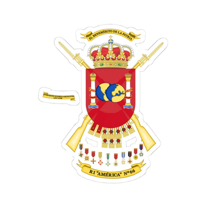Coat of Arms of the 66th Infantry Regiment America (Spain) (Coat of Arms) STICKER Vinyl Kiss-Cut Decal 4 Inch White - The Sticker Space