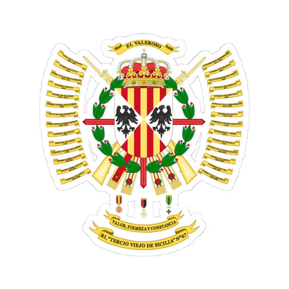 Coat of Arms of the 67th Infantry Regiment (Spain) (Coat of Arms) STICKER Vinyl Kiss-Cut Decal 4 Inch White - The Sticker Space