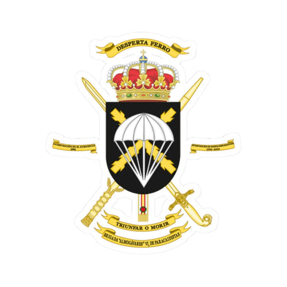 Coat of Arms of the 6th Airborne Brigade Almogávares Polyvalent Brigade (Spain) (Coat of Arms) STICKER Vinyl Kiss-Cut Decal 2 Inch White - The Sticker Space