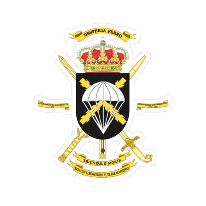 Coat of Arms of the 6th Airborne Brigade Almogávares Polyvalent Brigade (Spain) (Coat of Arms) STICKER Vinyl Kiss-Cut Decal 3 Inch White - The Sticker Space