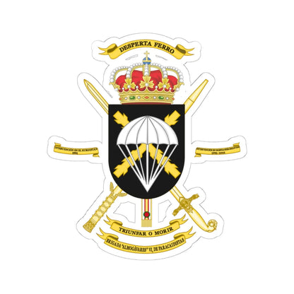 Coat of Arms of the 6th Airborne Brigade Almogávares Polyvalent Brigade (Spain) (Coat of Arms) STICKER Vinyl Kiss-Cut Decal 6 Inch White - The Sticker Space