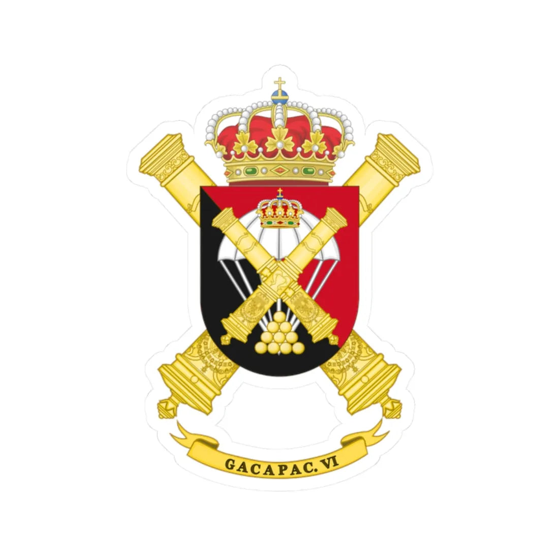 Coat of Arms of the 6th GACAPAC (Spain) (Coat of Arms) STICKER Vinyl Kiss-Cut Decal 2 Inch White - The Sticker Space