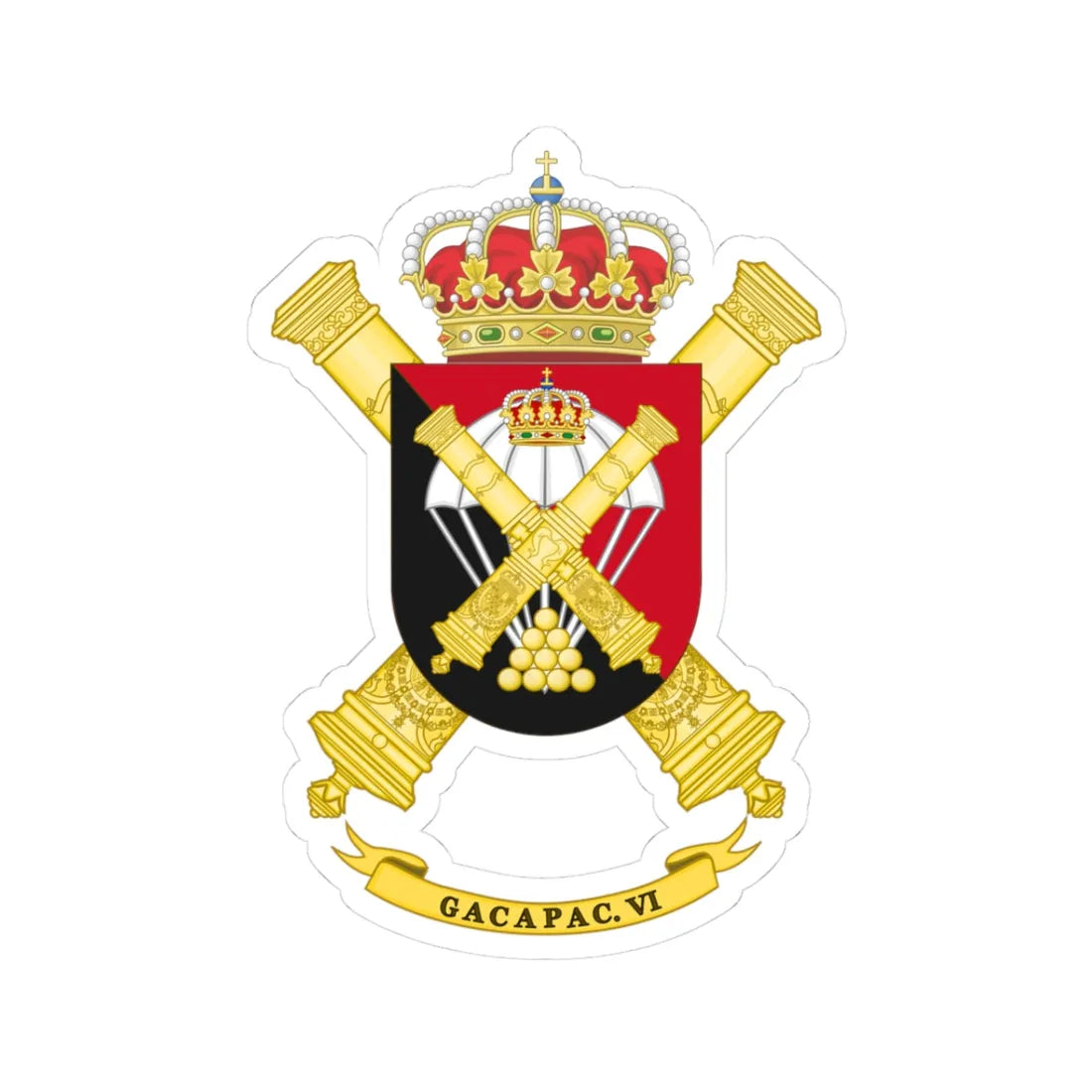 Coat of Arms of the 6th GACAPAC (Spain) (Coat of Arms) STICKER Vinyl Kiss-Cut Decal 3 Inch White - The Sticker Space