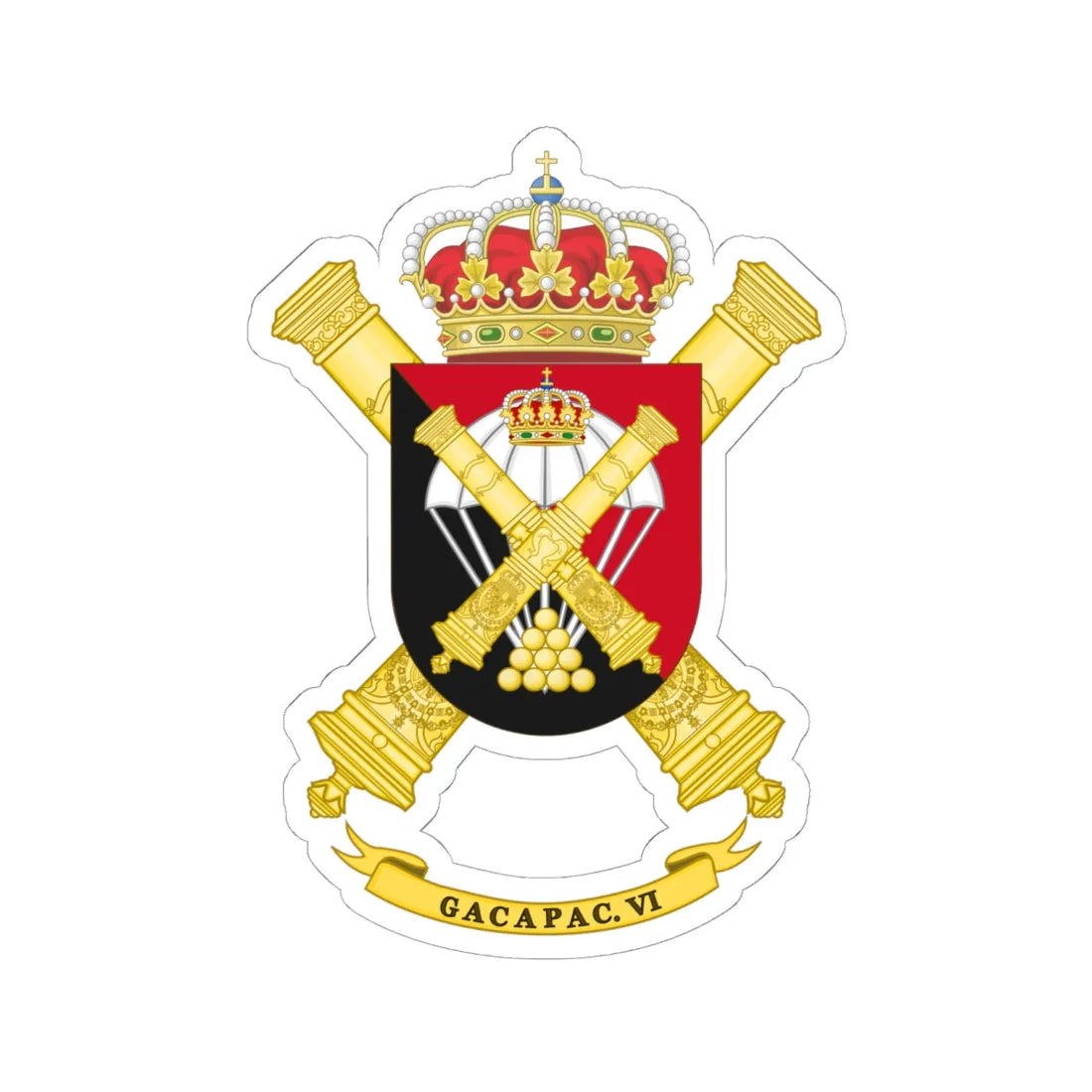 Coat of Arms of the 6th GACAPAC (Spain) (Coat of Arms) STICKER Vinyl Kiss-Cut Decal 6 Inch White - The Sticker Space