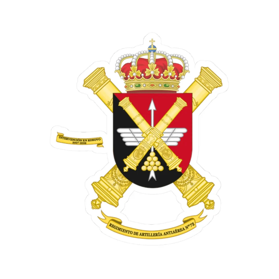 Coat of Arms of the 72nd Air Defence Artillery Regiment (Spain) (Coat of Arms) STICKER Vinyl Kiss-Cut Decal 2 Inch White - The Sticker Space
