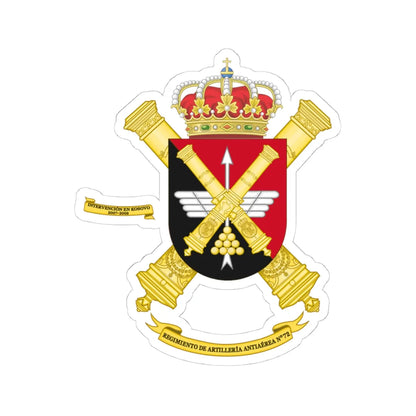 Coat of Arms of the 72nd Air Defence Artillery Regiment (Spain) (Coat of Arms) STICKER Vinyl Kiss-Cut Decal 4 Inch White - The Sticker Space