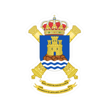 Coat of Arms of the 73rd Air Defence Artillery Regiment (Spain) (Coat of Arms) STICKER Vinyl Kiss-Cut Decal 2 Inch White - The Sticker Space