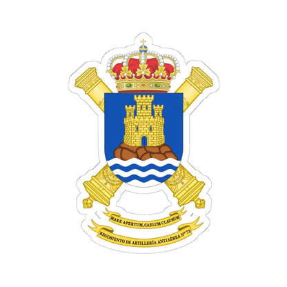 Coat of Arms of the 73rd Air Defence Artillery Regiment (Spain) (Coat of Arms) STICKER Vinyl Kiss-Cut Decal 6 Inch White - The Sticker Space