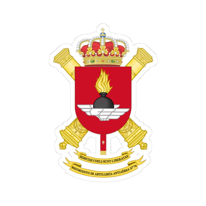 Coat of Arms of the 74th Air Defence Artillery Regiment (Spain) (Coat of Arms) STICKER Vinyl Kiss-Cut Decal 3 Inch White - The Sticker Space