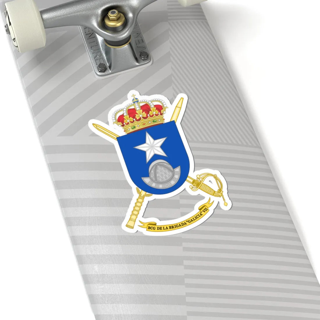 Coat of Arms of the 7th Brigade Galicia Headquarters Battalion (Spain) (Coat of Arms) STICKER Vinyl Kiss-Cut Decal - The Sticker Space