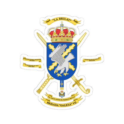 Coat of Arms of the 7th Brigade Galicia Polyvalent Brigade (Spain) (Coat of Arms) STICKER Vinyl Kiss-Cut Decal 6 Inch White - The Sticker Space