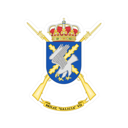 Coat of Arms of the 7th Light Infantry Brigade Galicia (Spain) (Coat of Arms) STICKER Vinyl Kiss-Cut Decal 2 Inch White - The Sticker Space