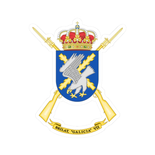 Coat of Arms of the 7th Light Infantry Brigade Galicia (Spain) (Coat of Arms) STICKER Vinyl Kiss-Cut Decal 2 Inch White - The Sticker Space