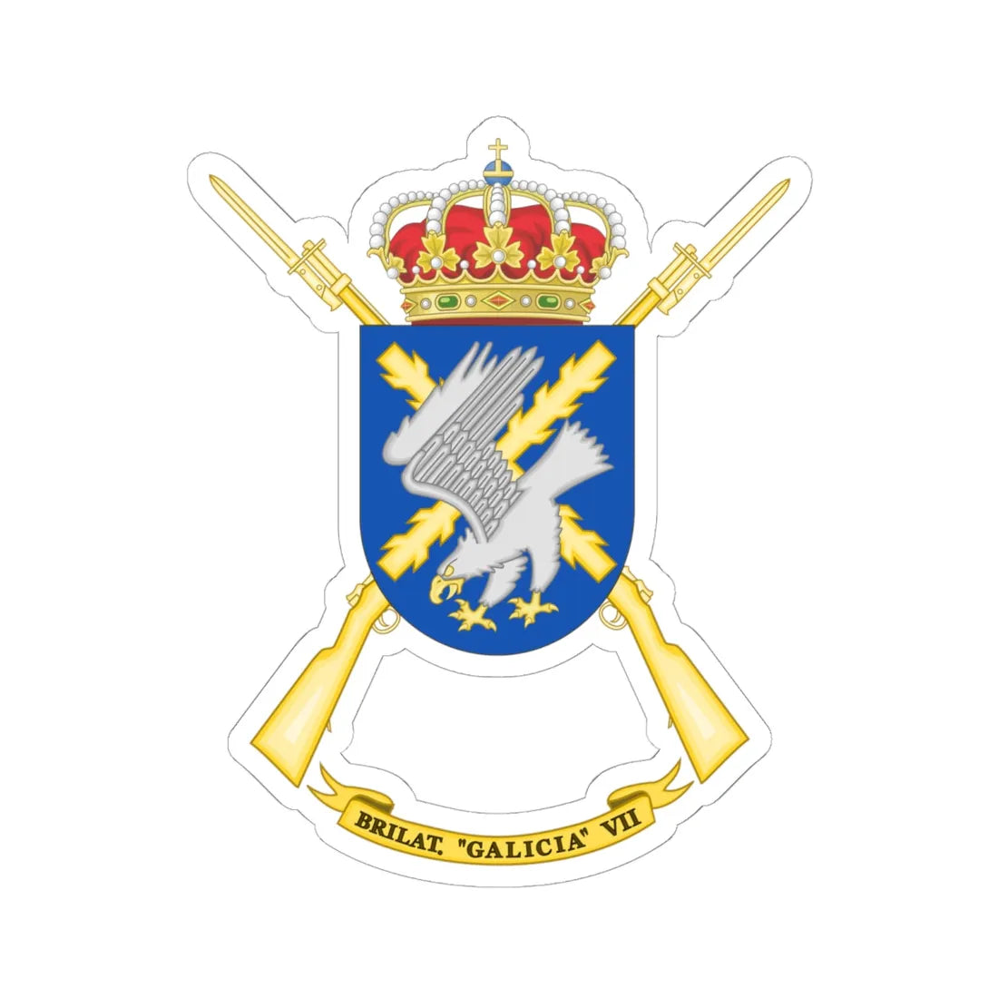 Coat of Arms of the 7th Light Infantry Brigade Galicia (Spain) (Coat of Arms) STICKER Vinyl Kiss-Cut Decal 6 Inch White - The Sticker Space