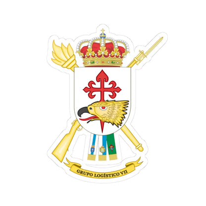 Coat of Arms of the 7th Logistics Air-transportable Group (Spain) (Coat of Arms) STICKER Vinyl Kiss-Cut Decal 3 Inch White - The Sticker Space