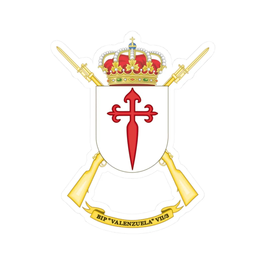 Coat of Arms of the 7th Spanish Legion Flag Valenzuela (Spain) (Coat of Arms) STICKER Vinyl Kiss-Cut Decal 2 Inch White - The Sticker Space