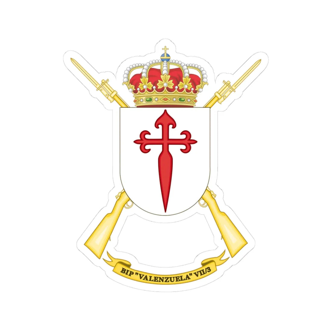 Coat of Arms of the 7th Spanish Legion Flag Valenzuela (Spain) (Coat of Arms) STICKER Vinyl Kiss-Cut Decal 3 Inch White - The Sticker Space
