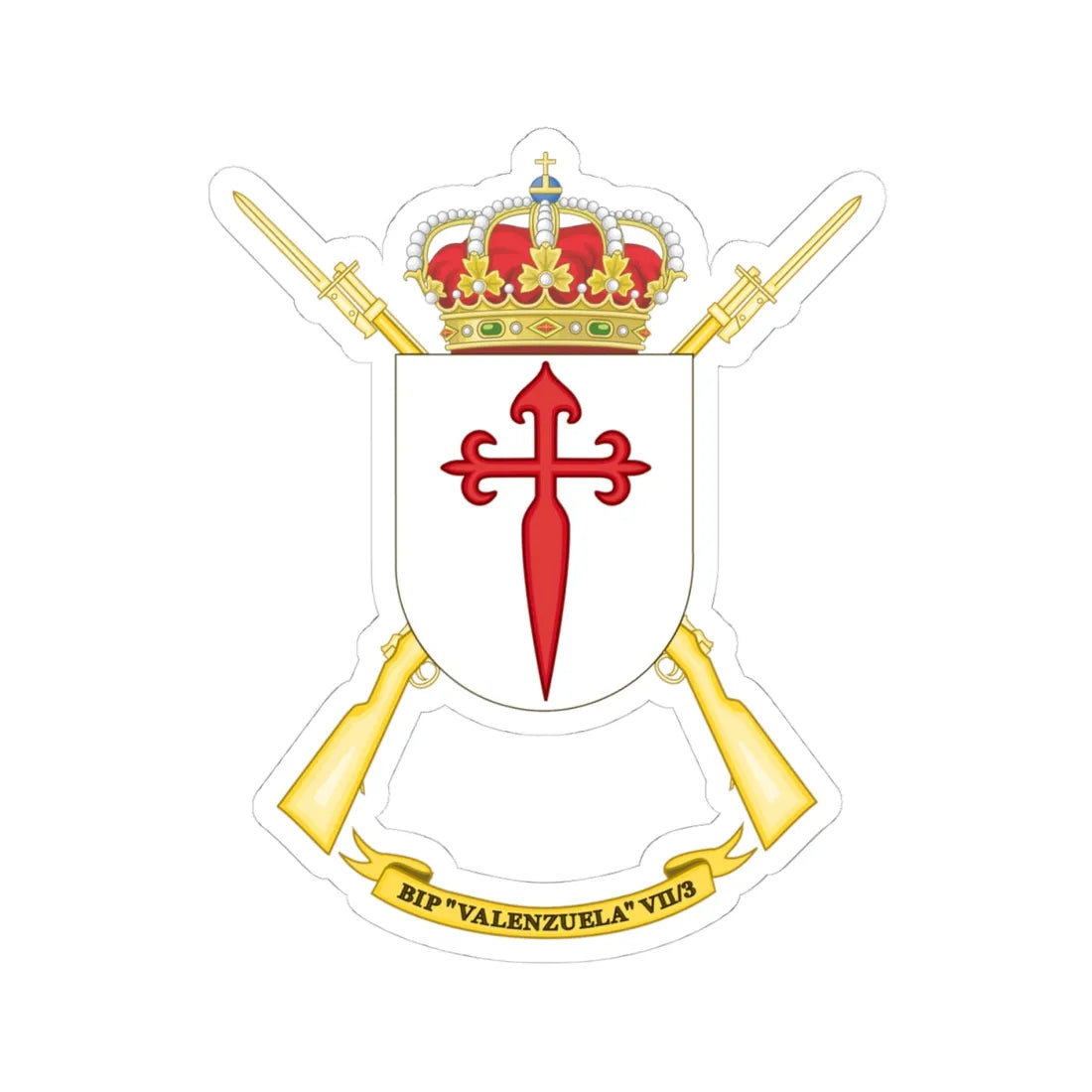 Coat of Arms of the 7th Spanish Legion Flag Valenzuela (Spain) (Coat of Arms) STICKER Vinyl Kiss-Cut Decal 4 Inch White - The Sticker Space
