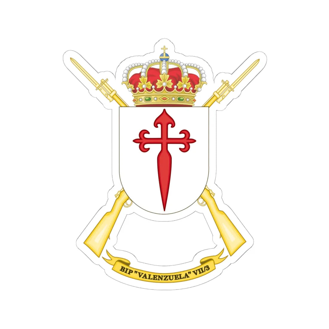 Coat of Arms of the 7th Spanish Legion Flag Valenzuela (Spain) (Coat of Arms) STICKER Vinyl Kiss-Cut Decal 6 Inch White - The Sticker Space