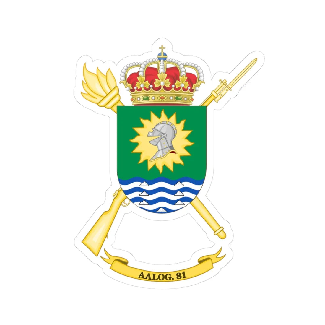 Coat of Arms of the 81st Logistics Support Group (Spain) (Coat of Arms) STICKER Vinyl Kiss-Cut Decal 3 Inch White - The Sticker Space