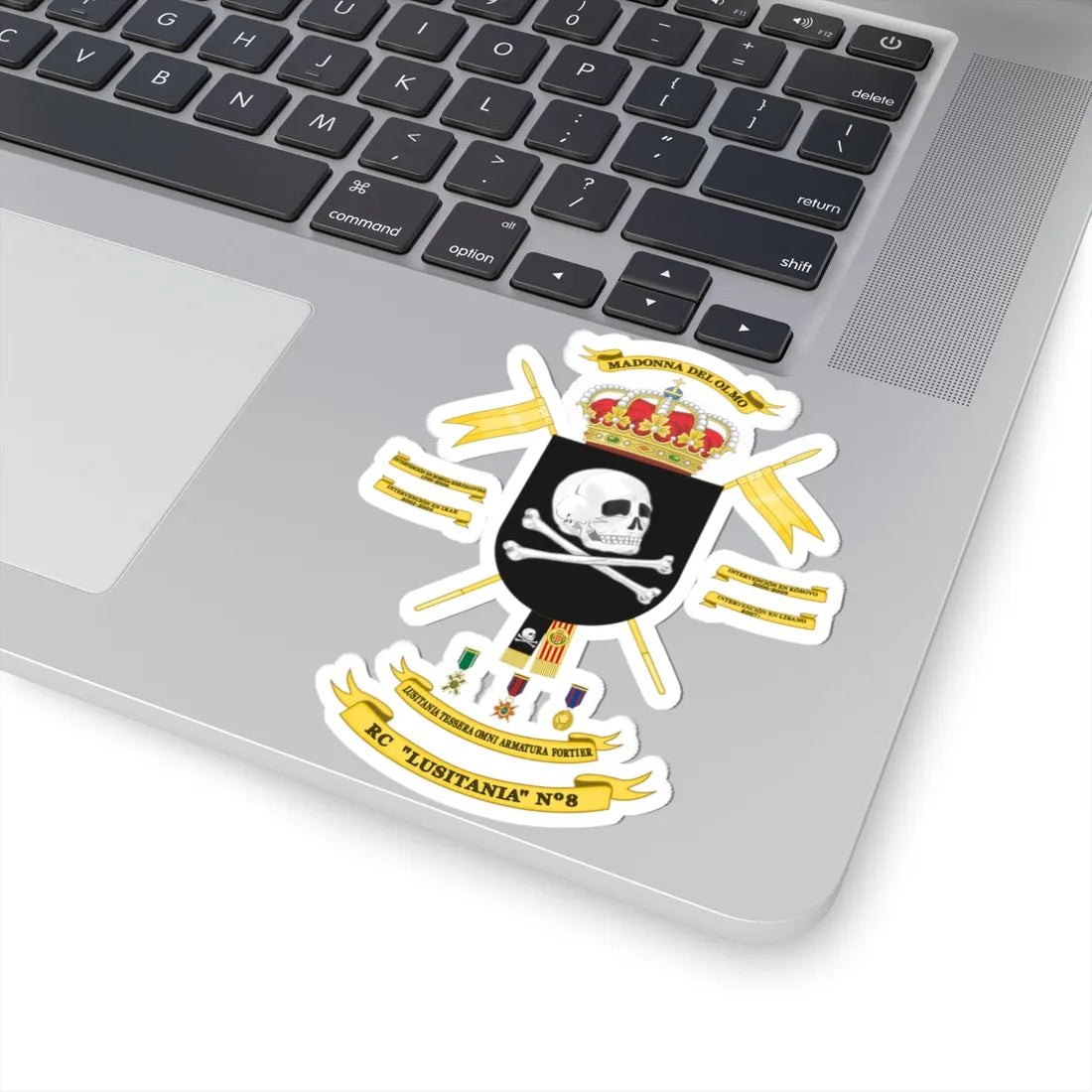 Coat of Arms of the 8th Light Armoured Cavalry Regiment Lusitania (Spain) (Coat of Arms) STICKER Vinyl Kiss-Cut Decal - The Sticker Space