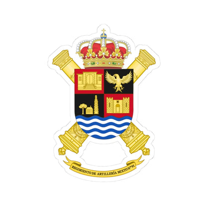 Coat of Arms of the 91st Mixed Artillery Regiment (Spain) (Coat of Arms) STICKER Vinyl Kiss-Cut Decal 3 Inch White - The Sticker Space