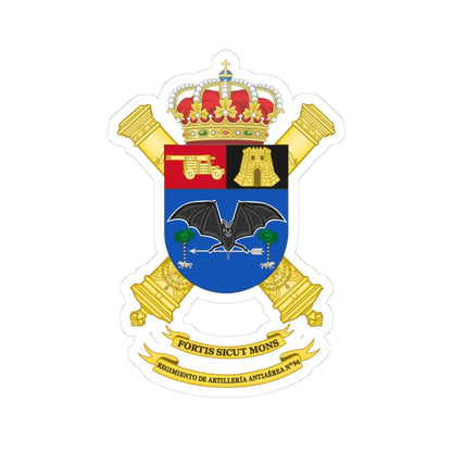 Coat of Arms of the 94th Air Defence Artillery Regiment (Spain) (Coat of Arms) STICKER Vinyl Kiss-Cut Decal 3 Inch White - The Sticker Space