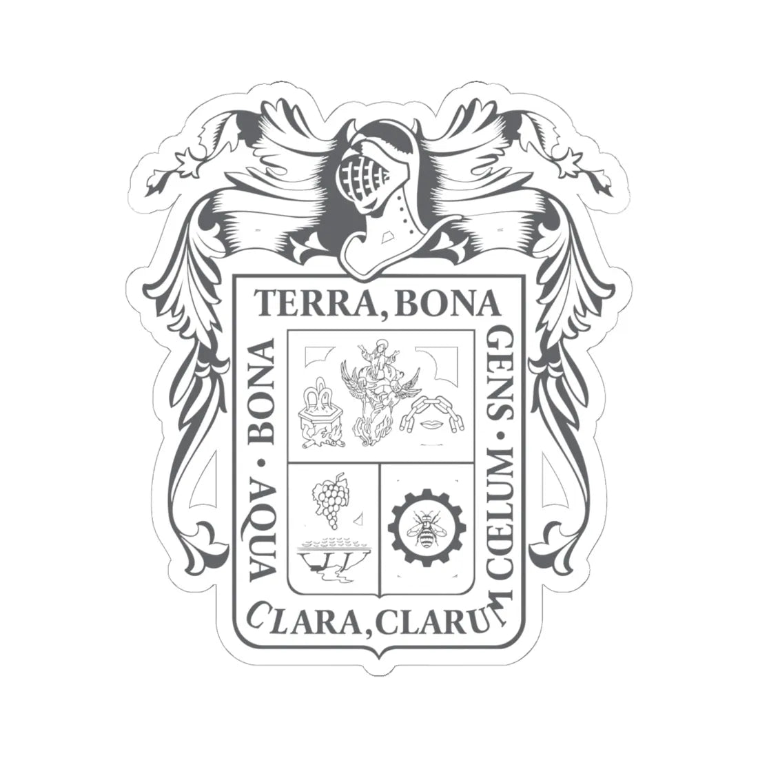 Coat of arms of the Aguascalientes Congress (Mexico) (Coat of Arms) STICKER Vinyl Kiss-Cut Decal 6 Inch White - The Sticker Space