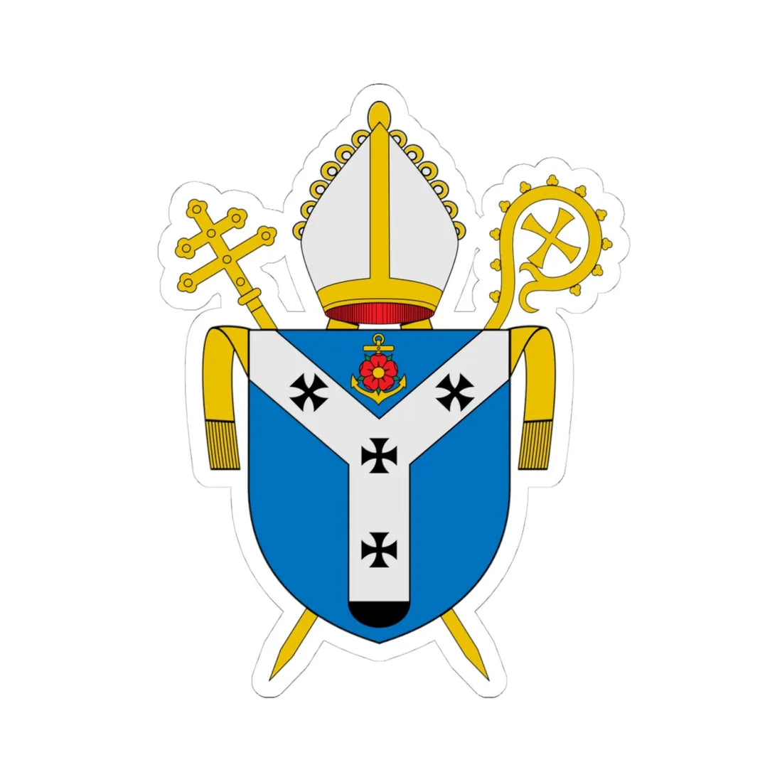 Coat of arms of the Archdiocese of Liverpool (England) (Coat of Arms) STICKER Vinyl Kiss-Cut Decal 4 Inch White - The Sticker Space