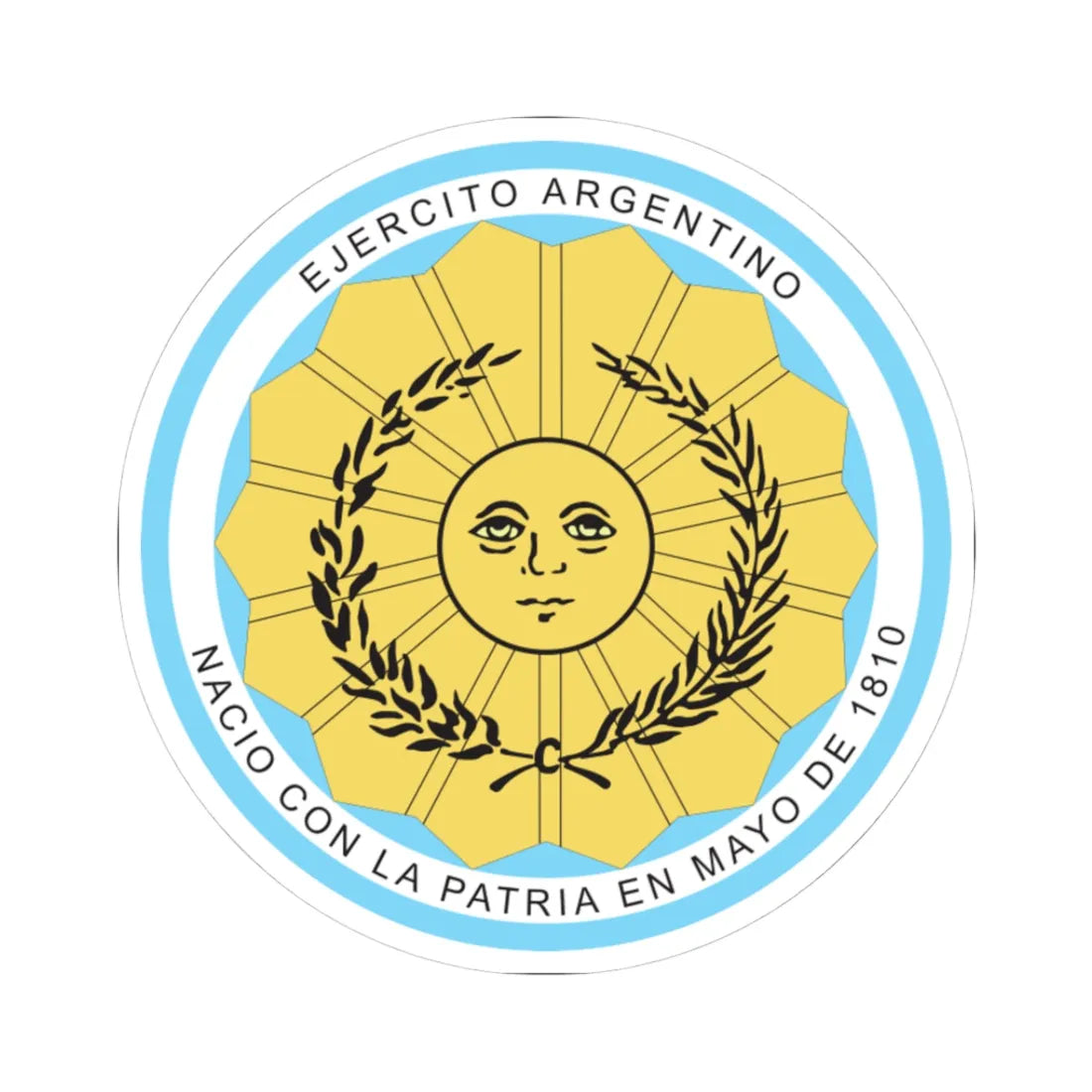 Coat of arms of the Argentine Army (Argentina) (Military Rank) STICKER Vinyl Kiss-Cut Decal 3 Inch White - The Sticker Space