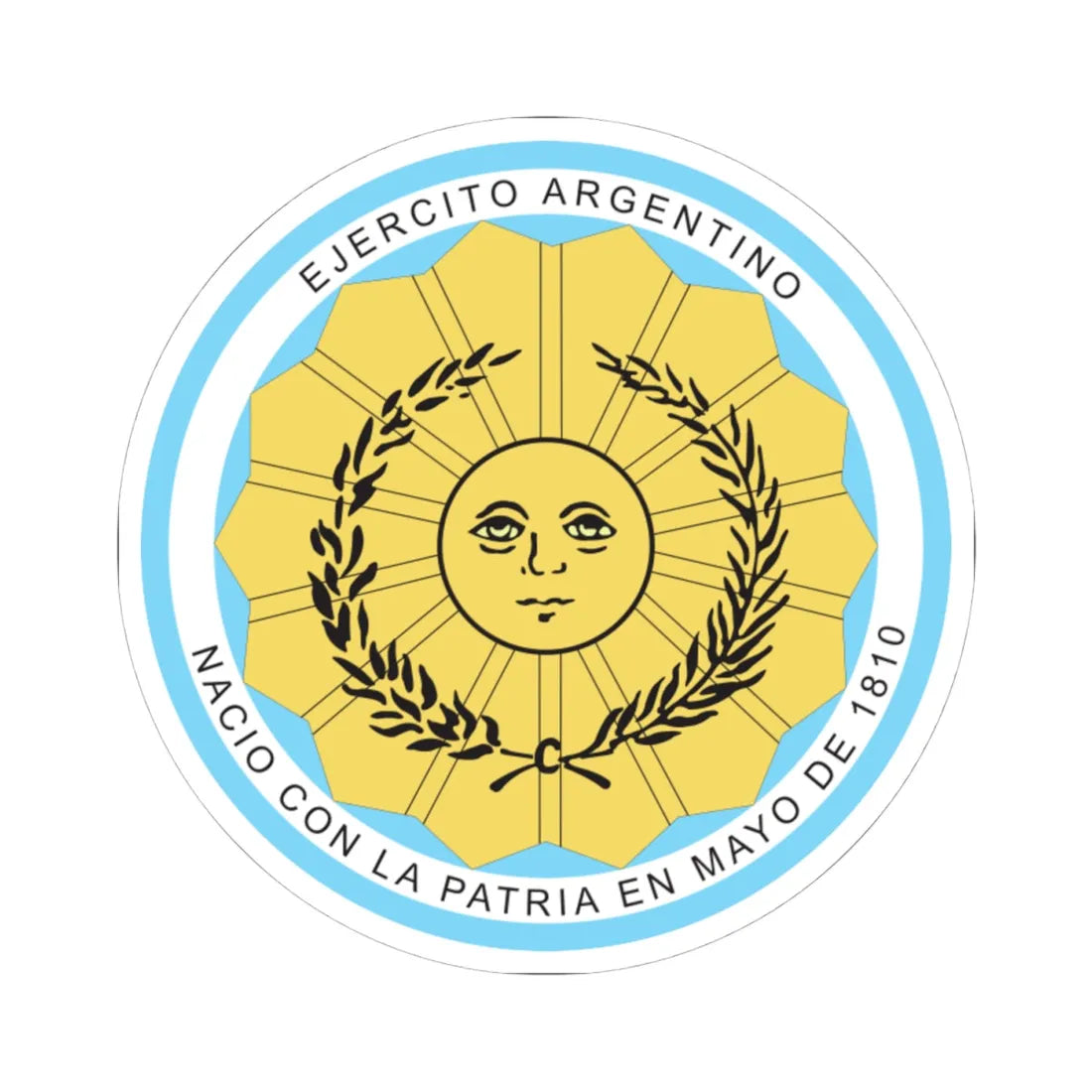 Coat of arms of the Argentine Army (Argentina) (Military Rank) STICKER Vinyl Kiss-Cut Decal 4 Inch White - The Sticker Space